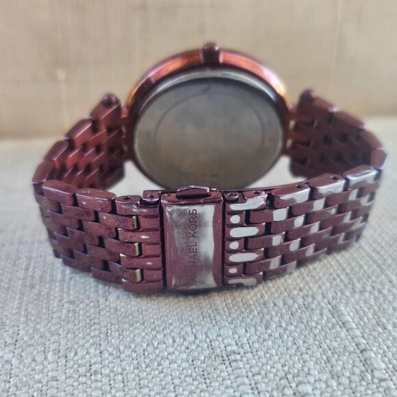 Michael Kors Women Wristwatch Burgundy Tone MK3554 Quartz Watch Crystal Accent - Picture 8 of 11